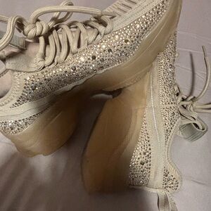 Steve Madden Beige Rhinestone Sneakers